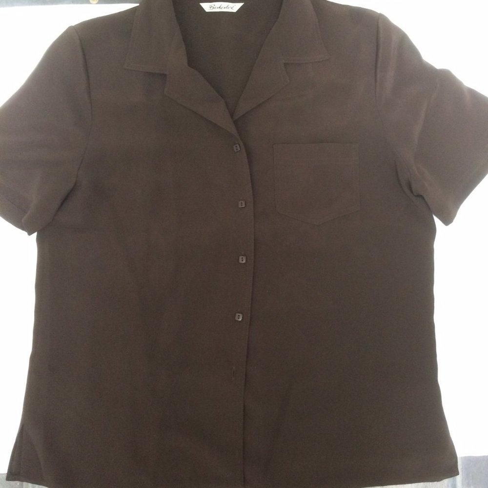- Berkertex size UK 12 chocolate 100% polyester ladies top new